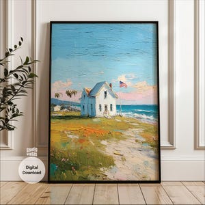 Coastal American Flag Print: 4th of July Wall Art (Digital Download)