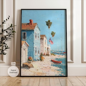 Coastal American Flag 4th of July Print: Patriotic Wall Art (Digital Download)