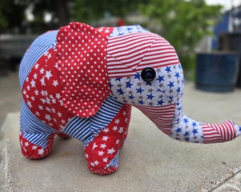 Patchwork-olifant: met sterren bezaaid katoenen knuffeldier