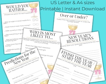 New Year Party Games Bundle | 6 Printable New Year Games | New Year Eve Activities | Fun NYE Games | Instant Download