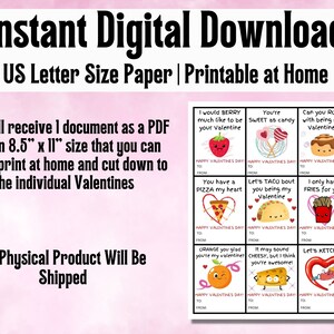 Kids Valentine Cards Printable Food Themed Valentine Cards Shareable ...