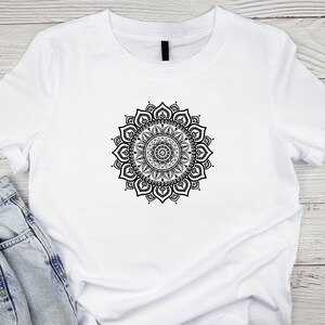 Mandala Short Sleeve Tee, Women&#39;s T-Shirt, Yoga T-Shirt, Graphic T-shirt