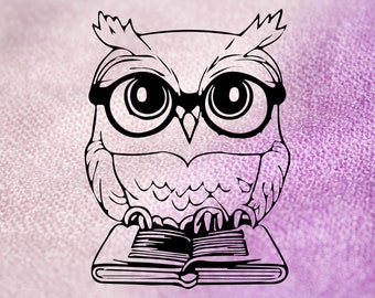 Student Owl Svg, Cute Owl With Books, Funny Animals Svg, Pet Sketch Png, Baby Owl Outline, Owl Clipart