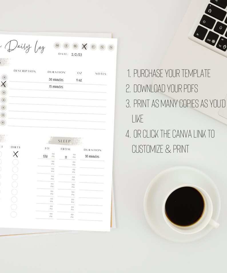 Printable Newborn &amp; Baby Daily Log (Download Now) - Etsy