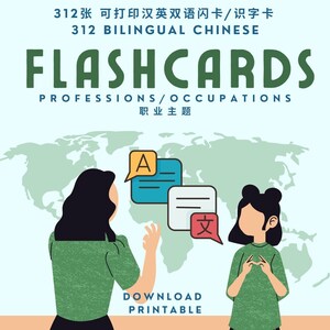 Professions Occupations Careers Vocabulary - 320 Bilingual Chinese Flashcards with Pinyin (Download Printable) | 320张汉英双语职业主题闪卡识字卡带拼音（一键下载）