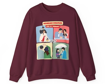 Korean Drama Therapy Crewneck Sweatshirt | Cute Love Romance Hangul Aesthetic Pullover | K-Drama Fan Gift | Free Shipping