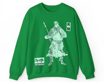 Guan Yu Three Kingdoms Sweatshirt – Unisex Crewneck | Chinese Warrior Art | Bilingual Streetwear
