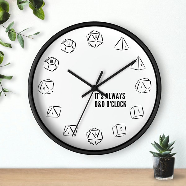 Dungeons and Dragons Dice Wall Clock - It's Always D&D O'Clock | Unique RPG Gift | Perfect for Tabletop Gamers, Dungeon Masters | Geek Decor