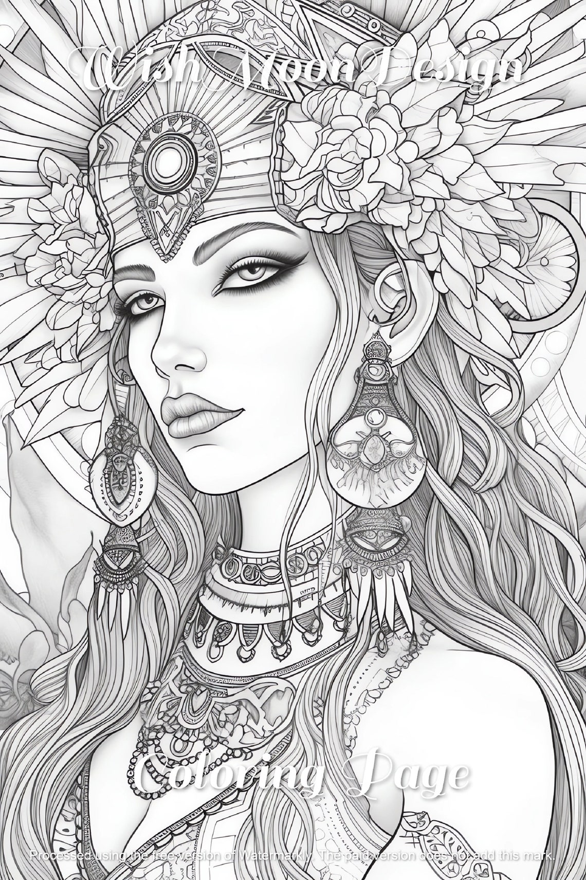 Nyx Goddess Mythological Coloring Book, Fantasy, Celestial Beauty