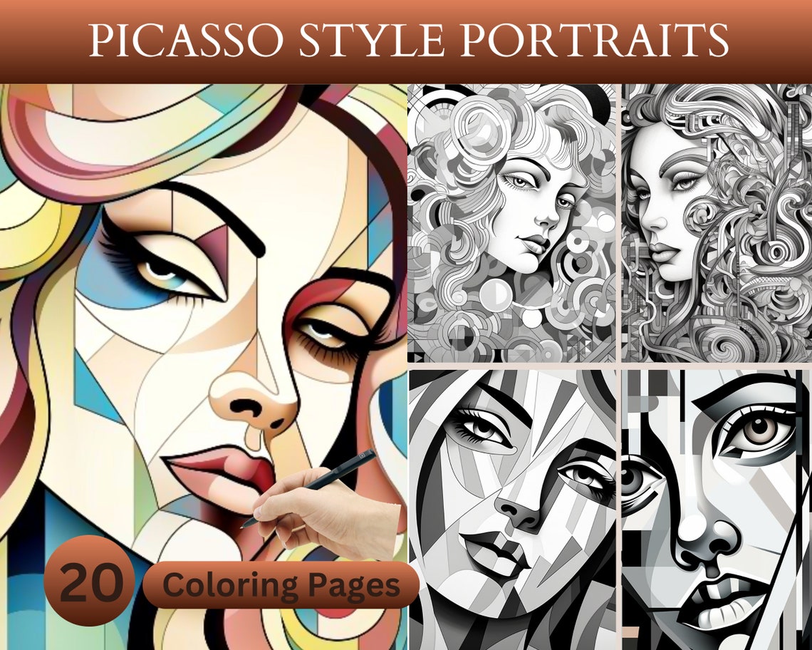 20 Picasso Style Portraits Coloring Pages, Artistic Pages, Abstract ...