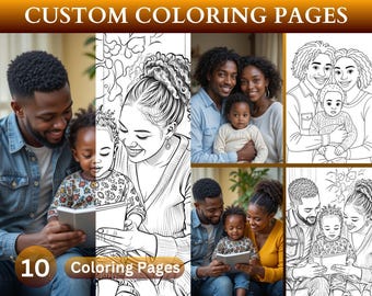 10 páginas para colorear personalizadas a partir de fotos, página de actividades personalizada para niños, página para colorear de fotos, descarga digital, página para colorear con bocetos personalizados