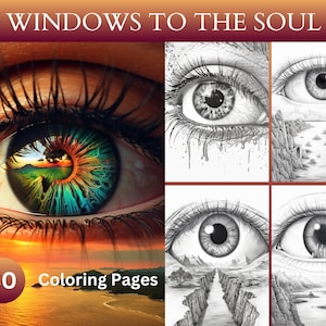 30 finestre sull'anima Pagine da colorare / Download digitale / Colorazione degli occhi / Mistico / Mandala Eye / Stampe digitali / Download immediato PDF