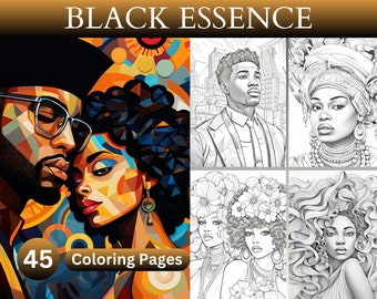 45 Black Essence Coloring Pages - African American, Afrocentric, Black Heritage, Variety, Instant Download, Printable Adult Coloring Books