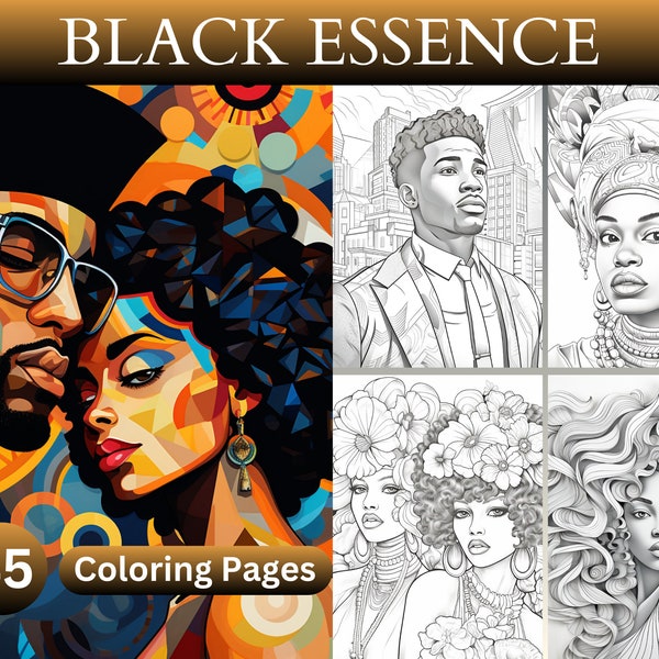 45 Black Essence Coloring Pages - African American, Afrocentric, Black Heritage, Variety, Instant Download, Printable Adult Coloring Books