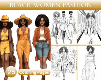 25 Black Women Fashion Coloring Pages, African American Fashion, Black Career Women, Office Girl, Boss Women, Printable, Instant Download