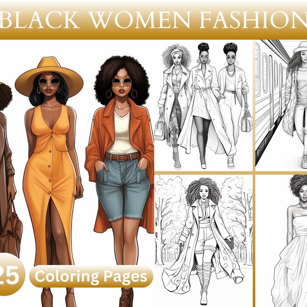 25 Black Women Fashion Coloring Pages, African American Fashion, Black Career Women, Office Girl, Boss Women, Printable, Instant Download