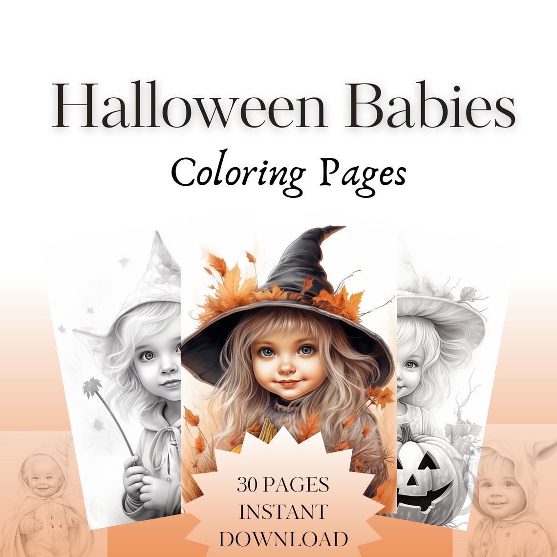 30 Halloween Babies Coloring Pages, Cute, Spooky, Witches Hat, Pumpkins ...