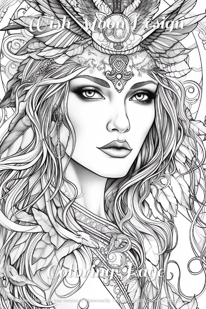 Nyx Goddess Mythological Coloring Book, Fantasy, Celestial Beauty