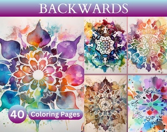 Backwards Coloring Book - 40 Printable PDF Pages, Digital Download, Mandala Stencil, Wall Art, Reverse Design, Mindfulness, Spiritual Art