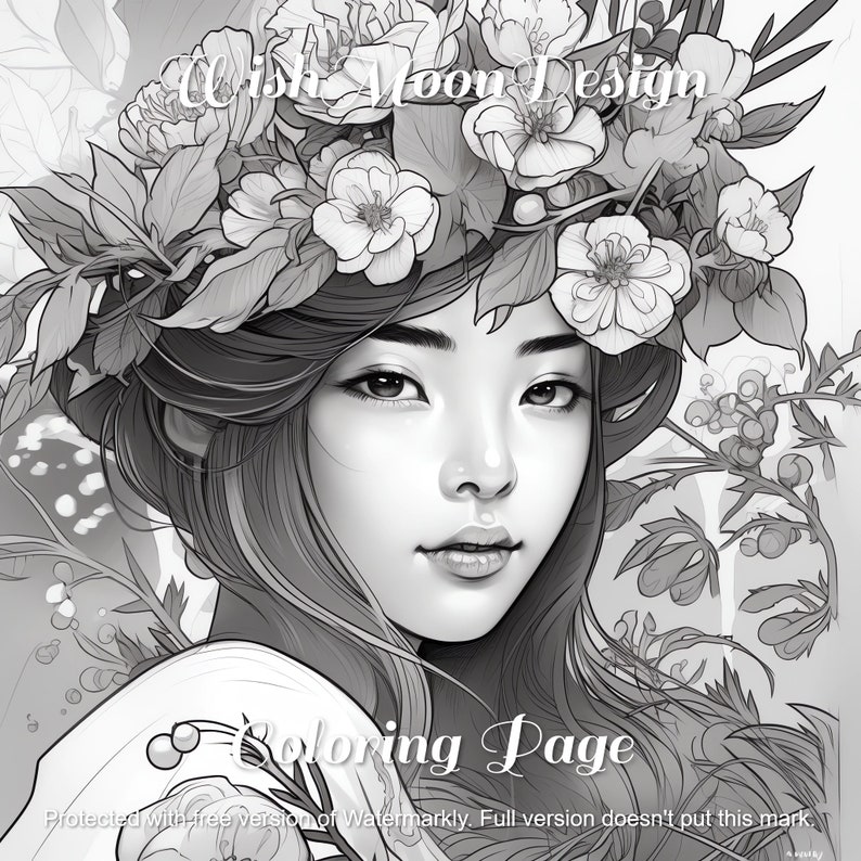 Asian Women Coloring Book Asian Girls Florals Fashion - Etsy