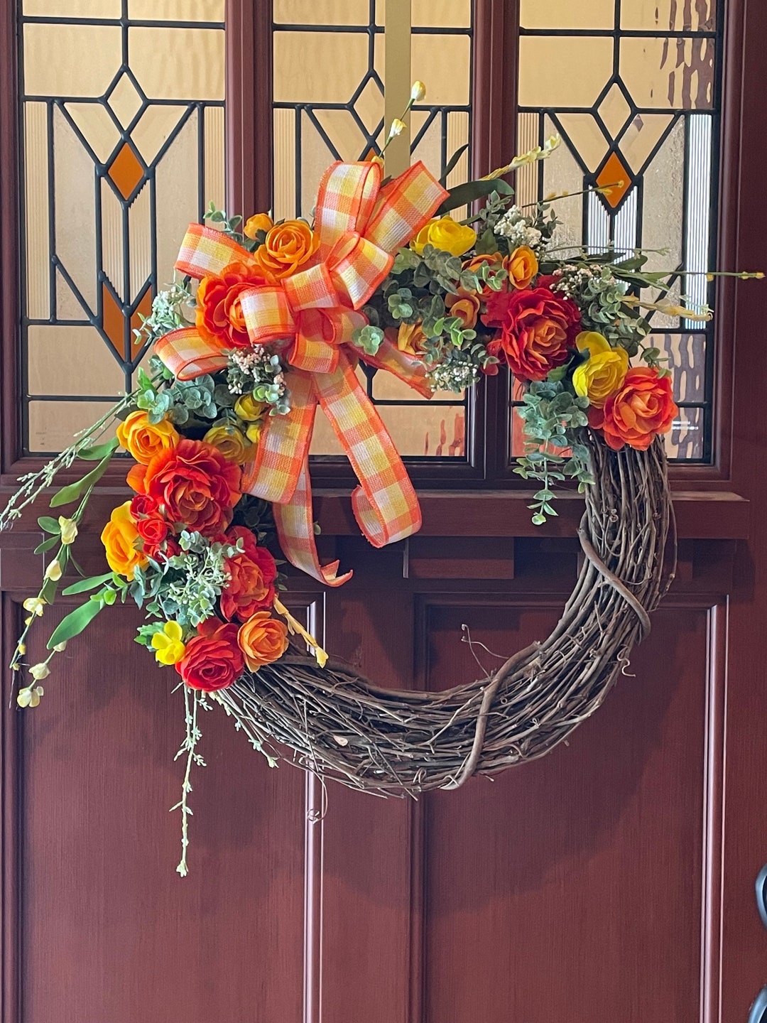 Front Door Grapevine Wreath - Etsy