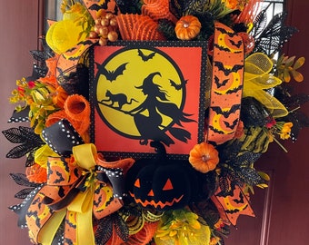 Halloween Wreath, Fall Wreath, Witch Wreath, Halloween Front Door Wreath, Halloween Decor, Fall Decor