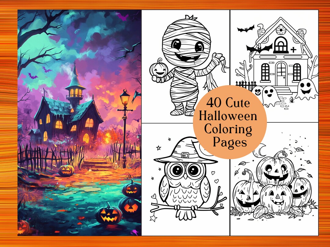 Coloring Pages Cute Halloween Fun Printable With 40 Pages Kids and ...