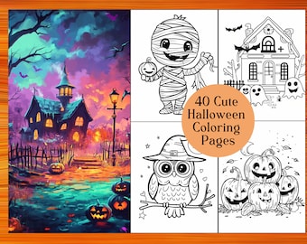 Coloring Pages Cute Halloween Fun Printable with 40 Pages Kids and Adult coloring book pages for relaxation and creativity