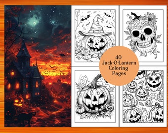 Printable Spooky Jack-O-Lantern Coloring Book with 40 Pages for Halloween, adult  coloring book pages for relaxation and creativity.