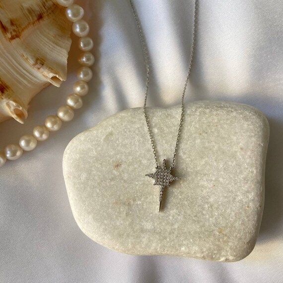 Starburst Pendant Necklace, 925 Sterling Silver, Dazzling Star