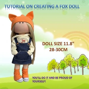 Patterns and instructions for sewing Tilda rag doll size 11-12 in and clothes in PDF format, Pattern for sewing a fabric doll with clothes
