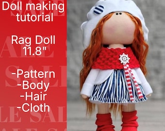Rag Doll Pattern PDF Instant Download Sewing, Textile model of a doll body with clothing, Doll and Clothing PDF Instant Digital Download
