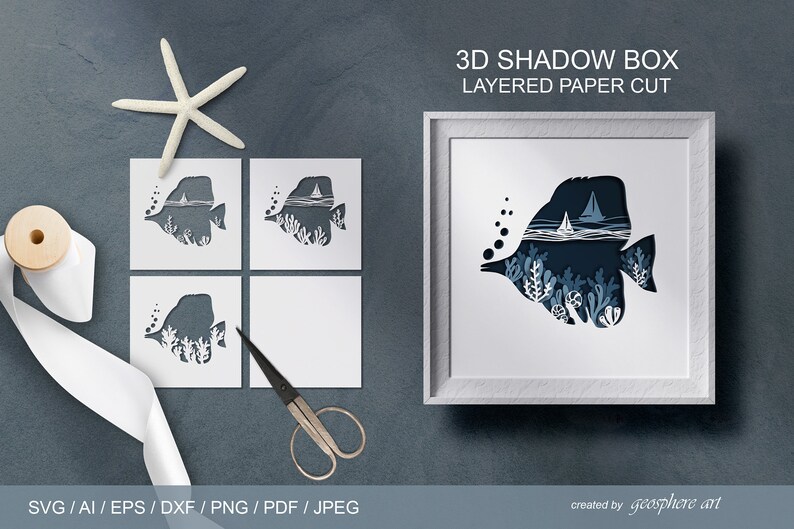 3D Fish Shadow Box. Layered Papercut Svg / DXF / EPS / AI Etsy UK