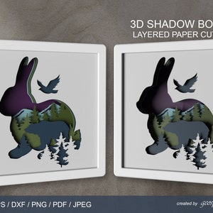 Bunny 3D Papier découpé en couches SVG / DXF / EPS Fichiers de découpe laser