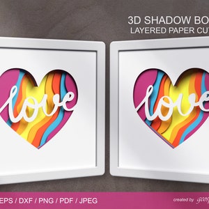 Love heart LGBT 3D Layered papercut Shadow box SVG / DXF