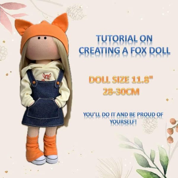 Patterns and a tutorial on sewing an 11-12" Tilda rag doll with hair and clothes in PDF, a template for making a cloth doll with clothes