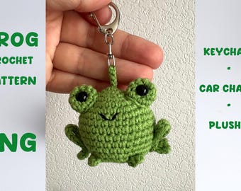 frog keychain tutorial birthday gift sweet 16, crochet pattern leggy frog plushie kawaii toad worry pet for mum, key fob cute toad pattern