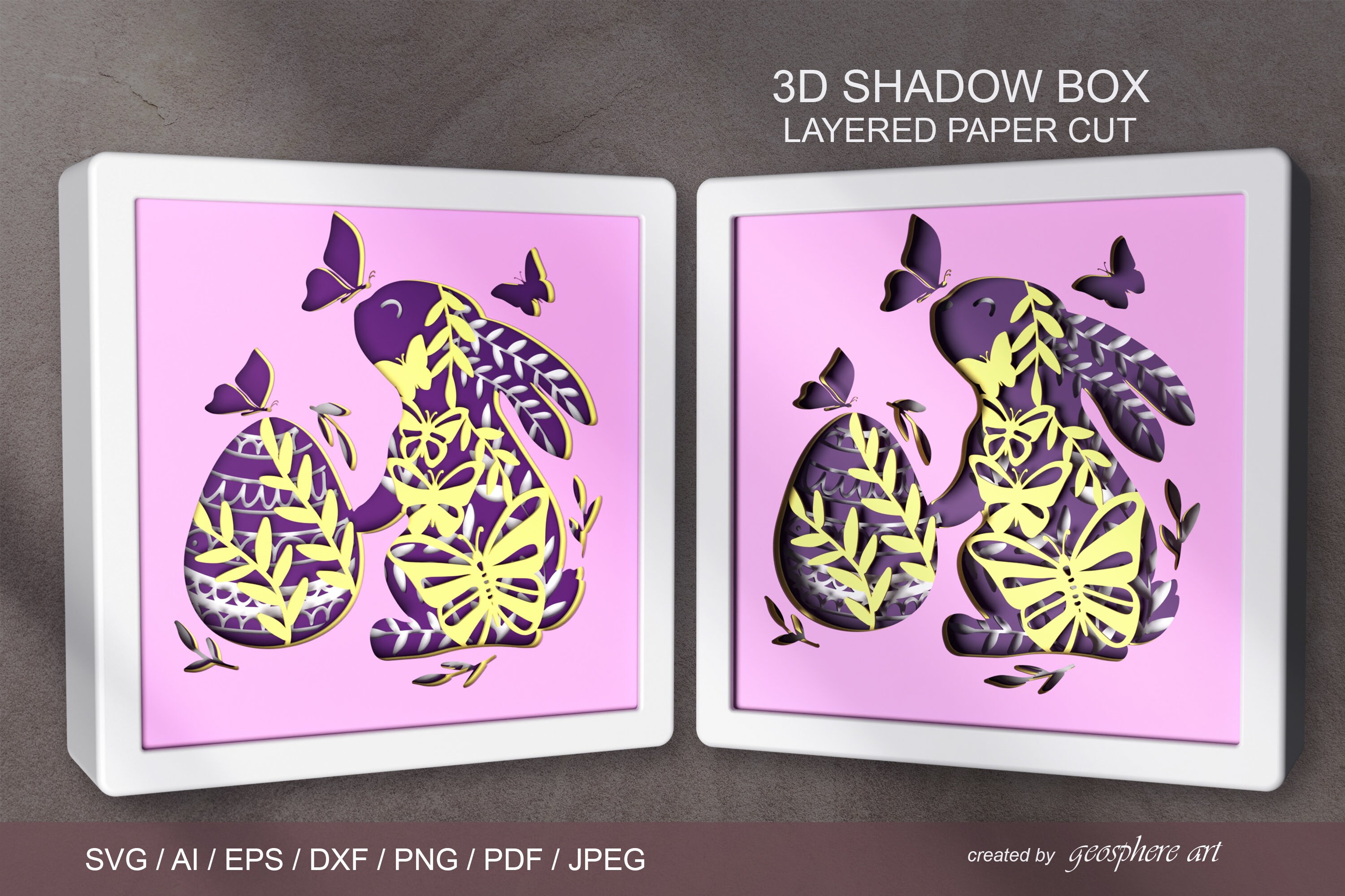 Easter Bunny Layered Papercut SVG / Egg 3D Shadow Box - Etsy