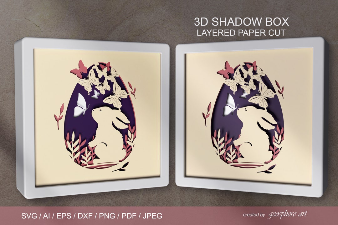 Easter Bunny Layered Papercut SVG / DXF / 3D Shadow Box - Etsy