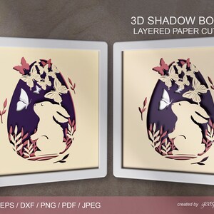 Lapin de Pâques Papercut Superbed SVG / DXF / 3D Shadow box