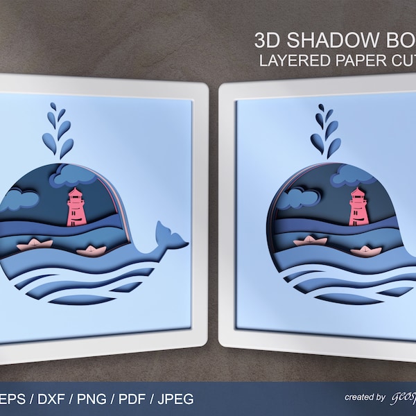 Whale 3D Shadow Box SVG - SVG Files for Cricut- Paper Light Box - Cutting Files Whale 3D Shadow Box SVG - SVG Files for Cricut- Paper Light Box - Cutting Files
