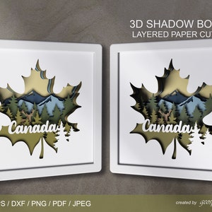 Canada SVG, feuille d’érable 3D Papier découpé en couches Boîte d’ombre