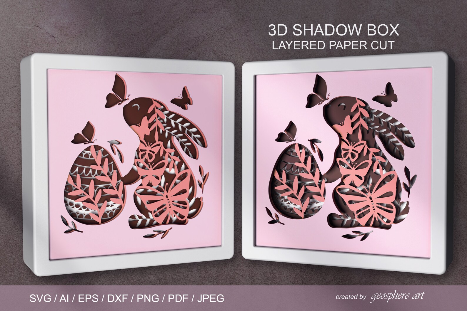 Easter Bunny Layered Papercut SVG / Egg 3D Shadow Box - Etsy
