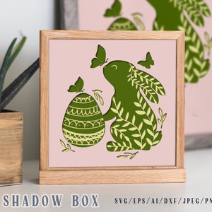 Osterhase Layered Papercut SVG / Ei 3D Shadow Box