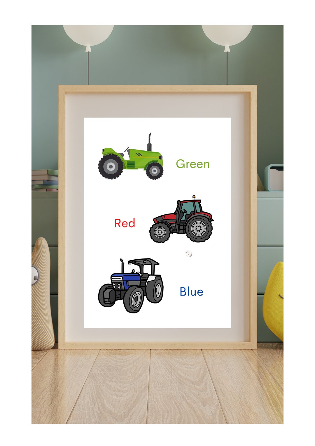Colours Tractors Kids Poster Print Etsy
