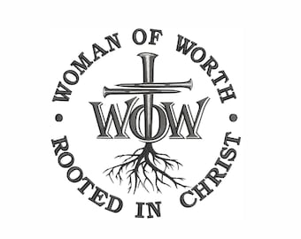 Woman of Worth machine embroidery design, Jesus Christian, Cross , Christian , Faith , Church , Religious.