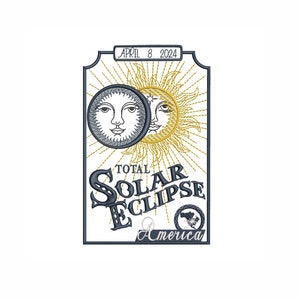 Total solar eclipse 08/04/2024 America: in digital format  Machine Embroidery Design, Sun and moon Machine Embroidery Design, 6 sizes.