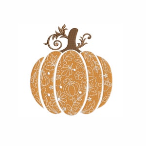 Pumpkin machine embroidery design,  4 sizes, instant download.