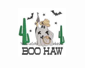 Cowboy Ghost Machine Embroidery Design, Halloween Western Embroidery (5 Sizes)