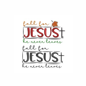 Fall For Jesus Embroidery Design: Christian Cross (4 Sizes) (Instant Download)